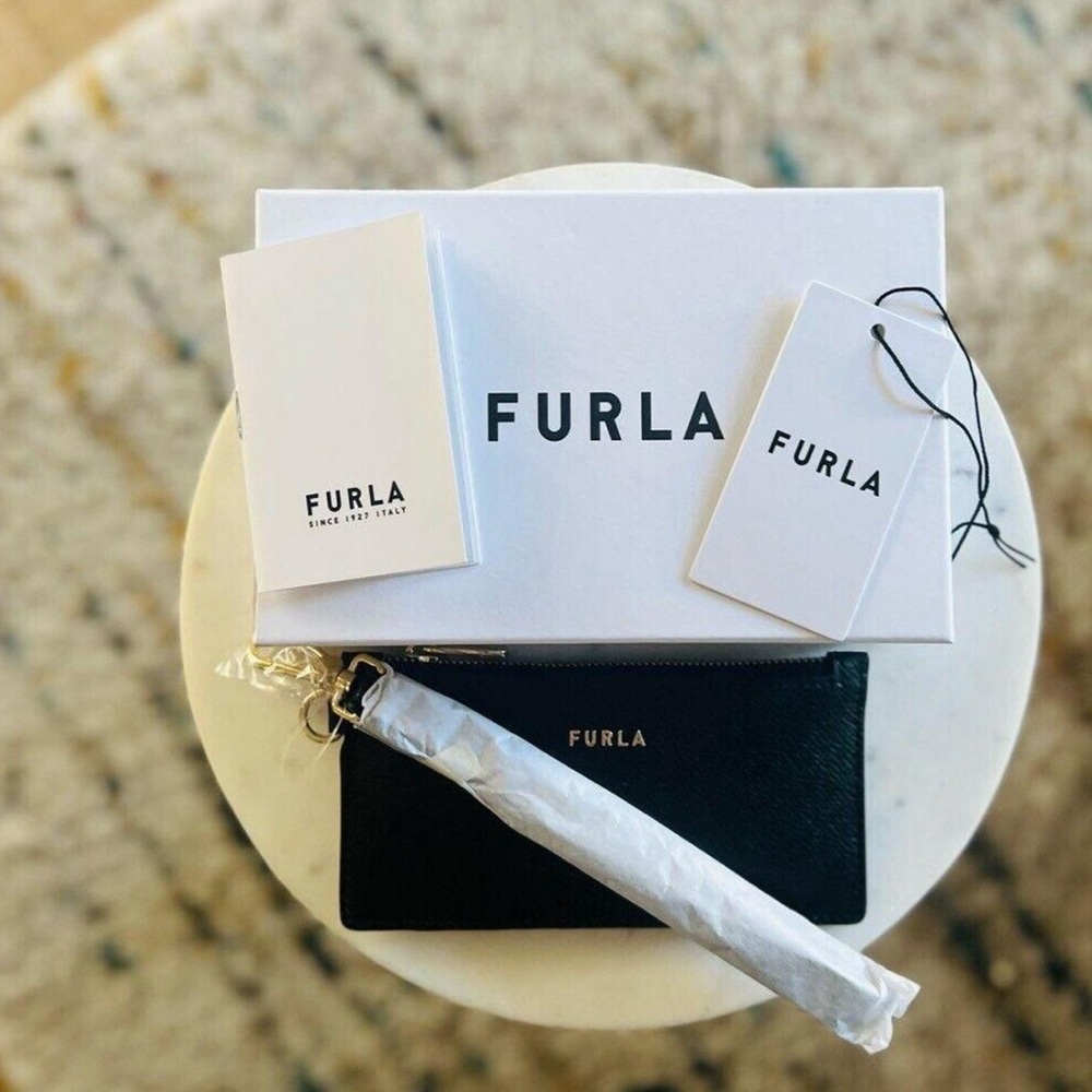 Furla Classic Credit Card Case Black NWT and Box